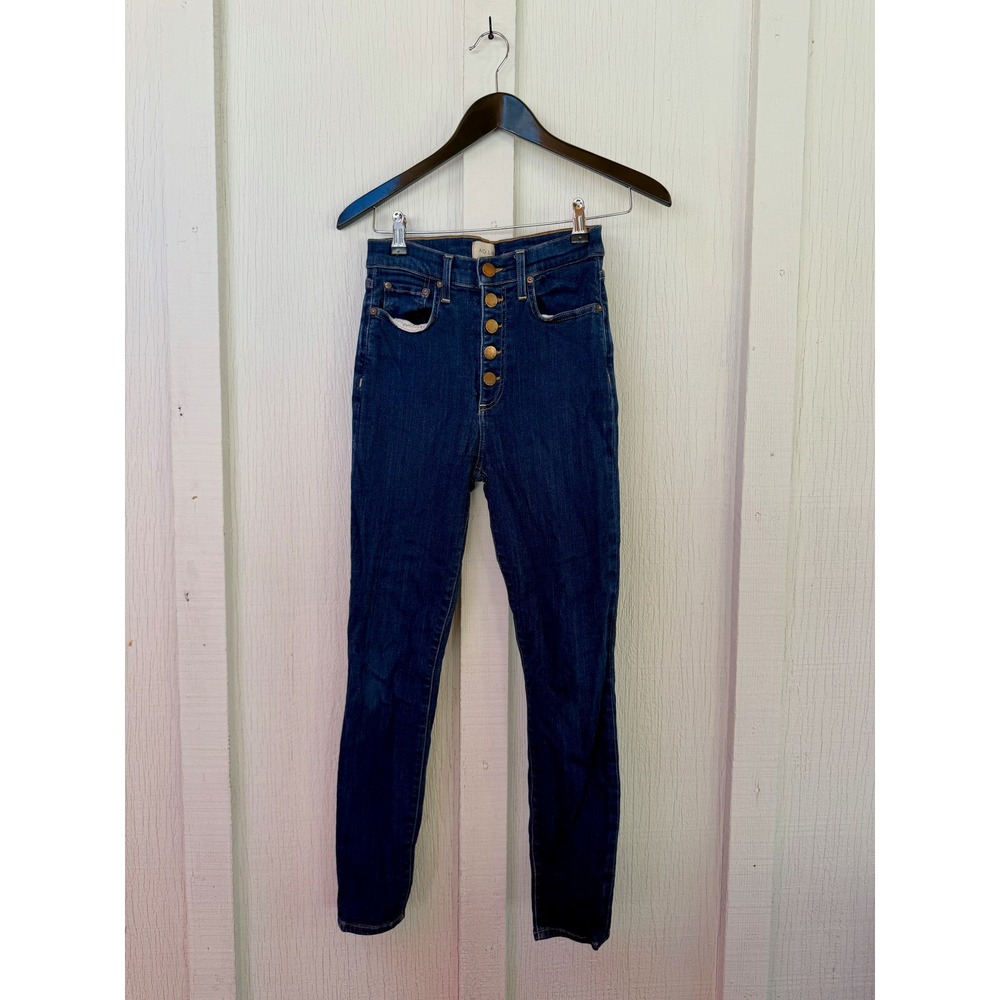 AO.LA Alice + Olivia High Rise Button Fly Skinny Jeans Blue Indigo Size 28